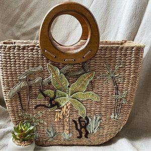 Cappelli Straw Tote with Cute Monkeys